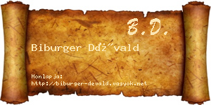 Biburger Dévald névjegykártya